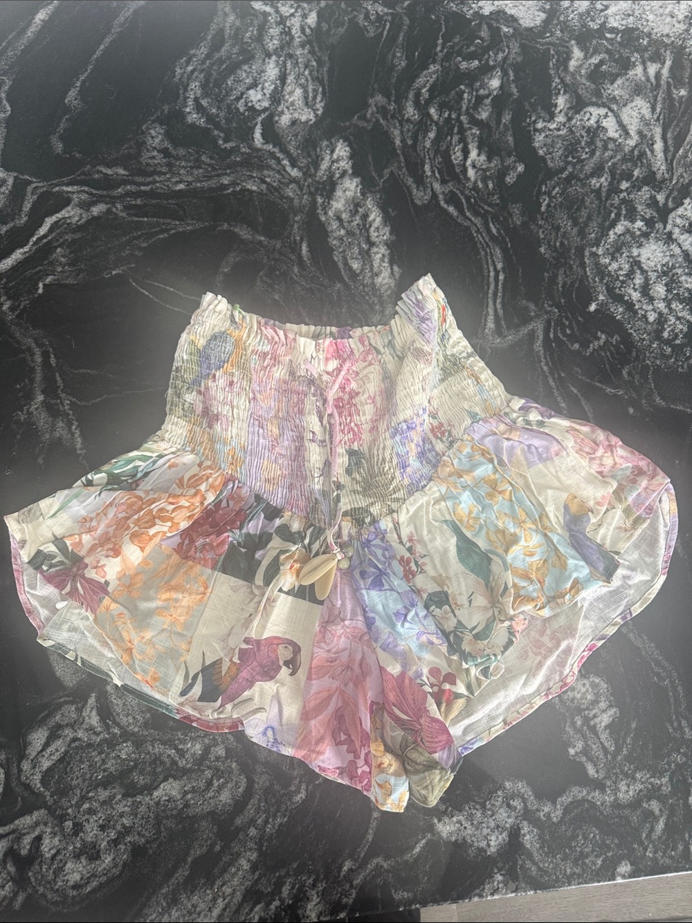 Zara Floral Tiered Skater Shorts - Multicolor Pastels